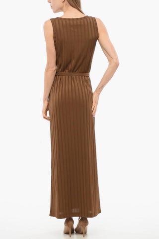 Long Ribbed Dress with Belt