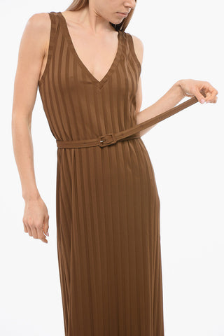 Long Ribbed Dress with Belt