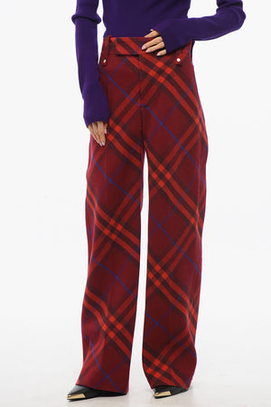 Virgin Wool Tartan Trousers with Hidden Closure