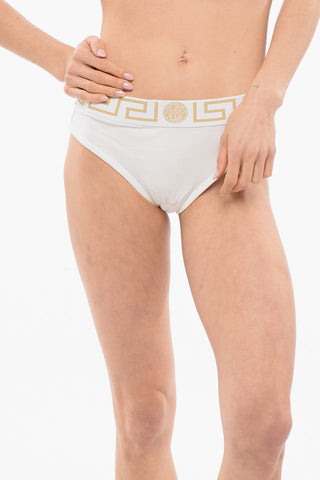 Stretch Cotton Briefs with Logoed Elastic Band