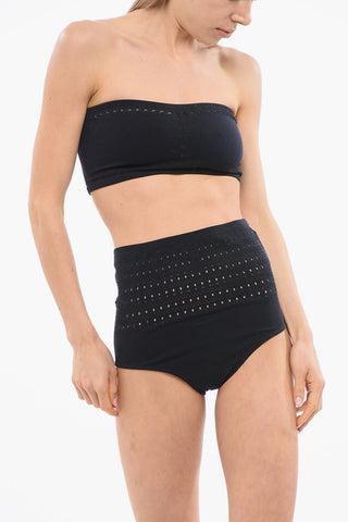 Perforated and High Waisted VIENNE Bandeau Bikini Swimsuit