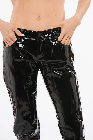 5-Taschen-Hose mit niedriger Taille aus Eco-Lack