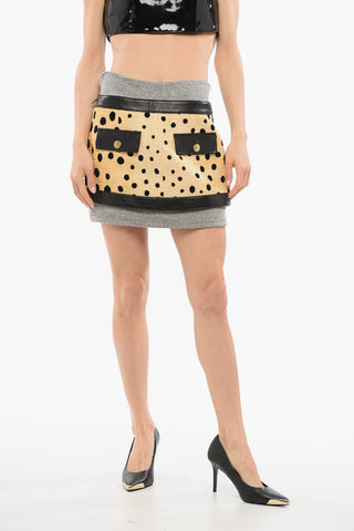 Minigonna  Animalier GUEPARD con Dettagli in Pelle
