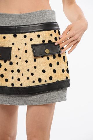 Minigonna  Animalier GUEPARD con Dettagli in Pelle