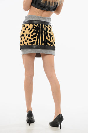 Minigonna  Animalier GUEPARD con Dettagli in Pelle