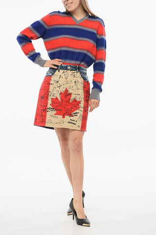 Patchwork Denim A-Line Skirt
