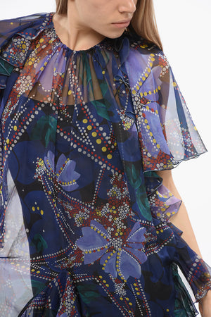 Vestito Midi in Chiffon con Volant
