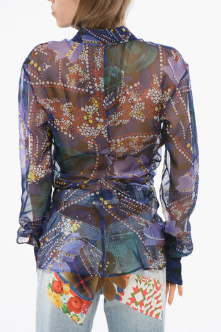 Bluse aus Chiffon mit abstraktem Muster