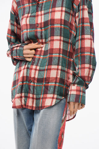 Camicia in Satin EASY DEAN con Motivo Tartan