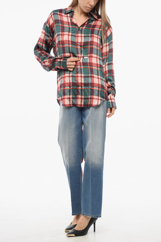 Camicia in Satin EASY DEAN con Motivo Tartan
