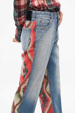 Jeans Boston Fit with Patterned Tweed Back 19cm