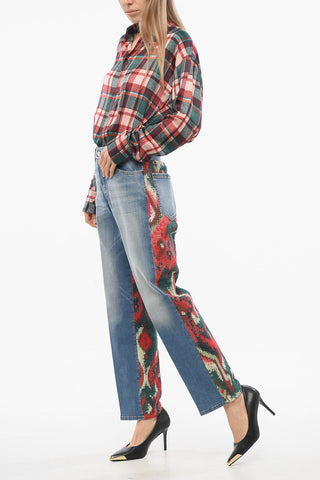 Jeans Boston Fit with Patterned Tweed Back 19cm