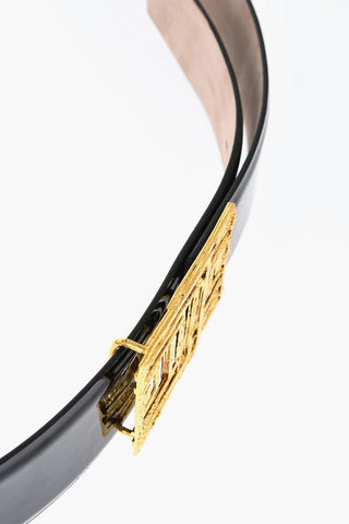 KHAITE Cintura in Vernice con Fibbia in Bronzo Placcato Oro 24K 40mm