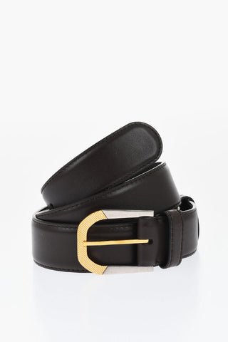 Leather Belt With Two-Tone Buckle 35mm