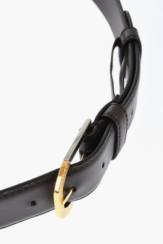 Leather Belt With Two-Tone Buckle 35mm