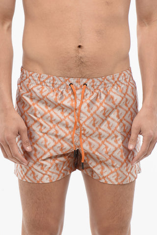 Costume da Bagno Boxer Monogram con Effetto Sbiadito