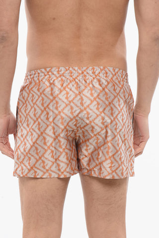 Costume da Bagno Boxer Monogram con Effetto Sbiadito