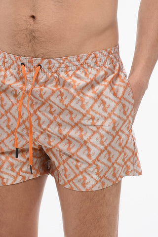 Costume da Bagno Boxer Monogram con Effetto Sbiadito
