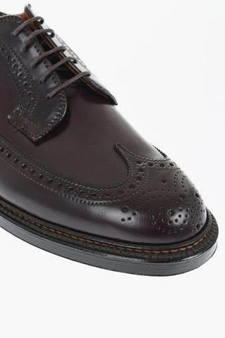 Brushed Leather Derby Shoes With Brogues Details