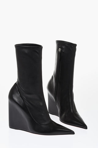 Wedge Heeled DANIELLE Leather Booties 10cm