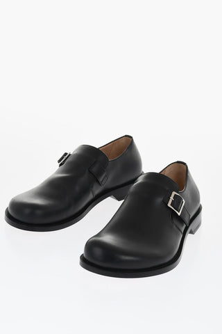 Brushed Leather Loafers With Buckle
