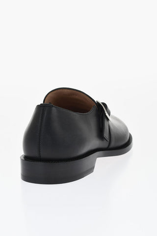 Brushed Leather Loafers With Buckle