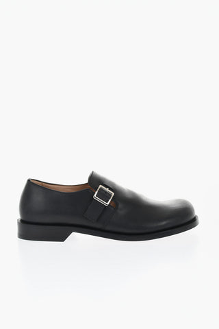 Brushed Leather Loafers With Buckle