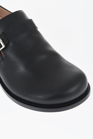 Brushed Leather Loafers With Buckle