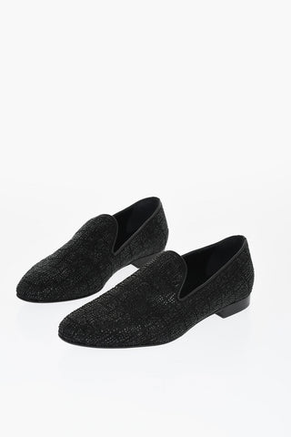 Rhinestoned Satin Loafers