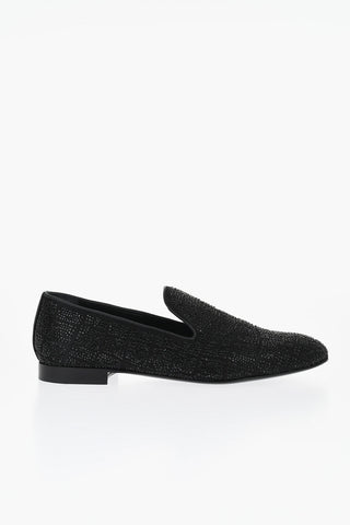 Rhinestoned Satin Loafers