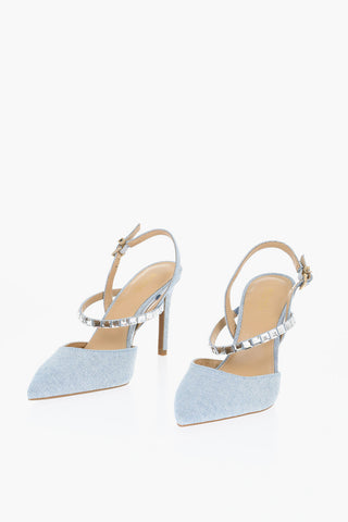 Denim Pumps With Rhinestones Heel 10 cm