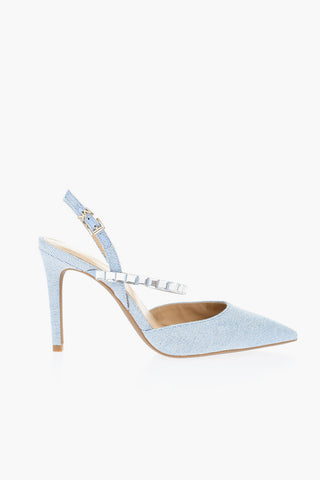 Denim Pumps With Rhinestones Heel 10 cm