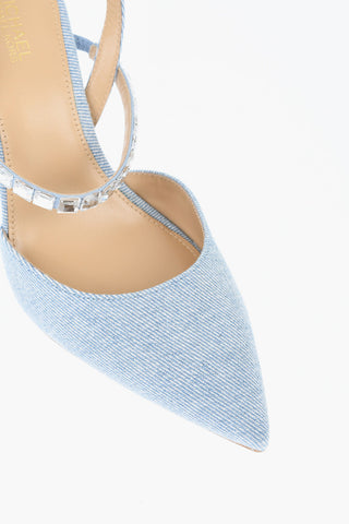 Denim Pumps With Rhinestones Heel 10 cm