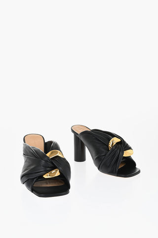 Twisted Leather Mules Heel 8 cm