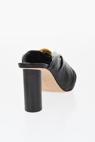 Twisted Leather Mules Heel 8 cm