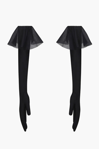 Jersey Long Gloves with Ruffle Detail