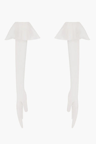 Jersey Long Gloves with Ruffle Detail