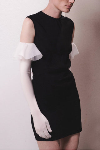 Jersey Long Gloves with Ruffle Detail