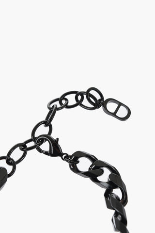 Brass DIOR ITALIC Chain Bracelet with Silver-Tone Logo