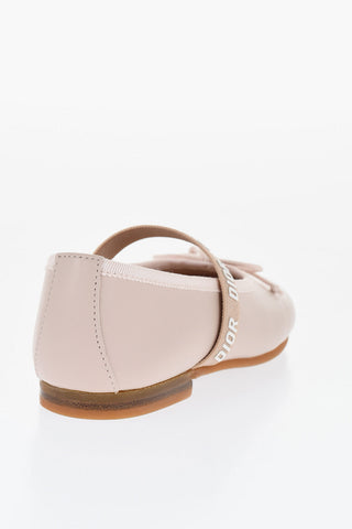 Leather Ballet Flats with Logoed Band