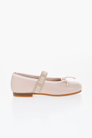 Leather Ballet Flats with Logoed Band
