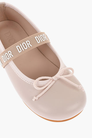 Leather Ballet Flats with Logoed Band