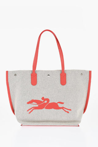 Canvas Tote Bag with Leather Trims