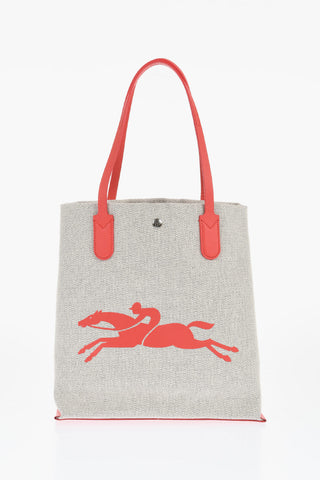 Canvas Tote Bag with Leather Trims