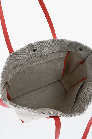 Canvas Tote Bag with Leather Trims