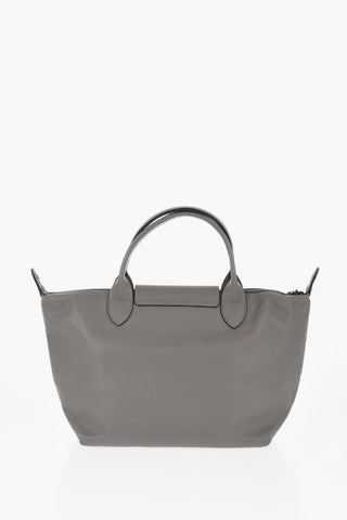 Solid Color Leather LE PLIAGE Tote Bag with Removable Shoulder Strap