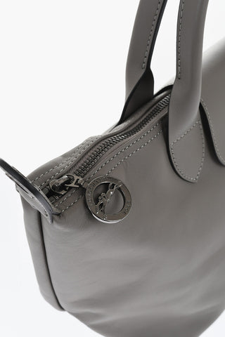 Solid Color Leather LE PLIAGE Tote Bag with Removable Shoulder Strap