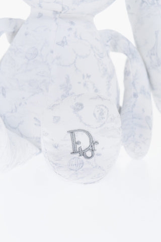 COUTURE Toile de Jouy Motif Rabbit-Shaped Poplin Cotton Soft Toy