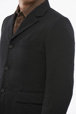 BLACK Double-layered Blazer with Checkered Detail