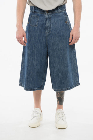 Shorts Flared Fit in Denim con Passanti